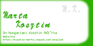 marta kosztin business card